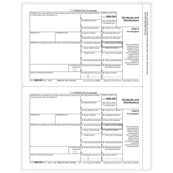 1099-DIV Dividends and Distributions - Recipient Copy B