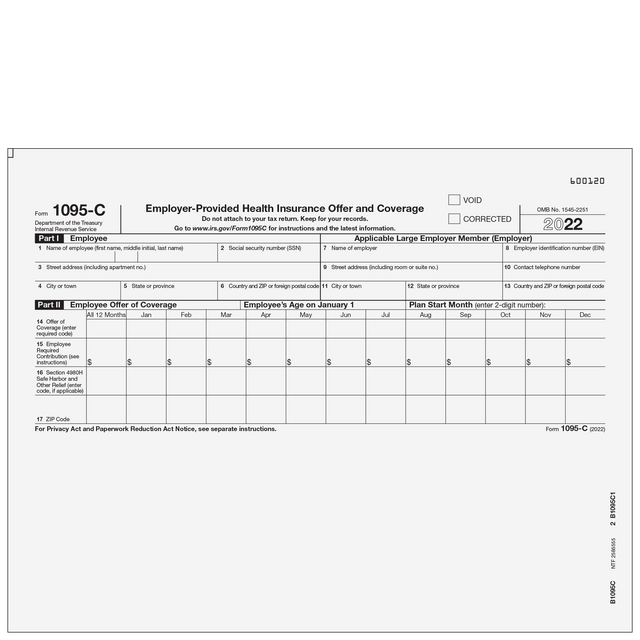 1095-C - Employer-Provided Health Insurance Offer and Coverage Page 1