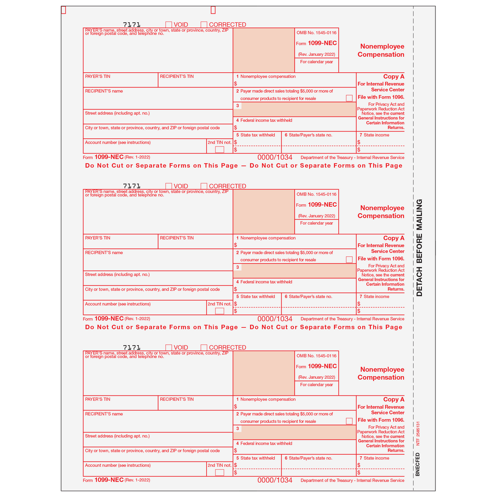 1099-NEC Non Employee Compensation  Federal Copy A