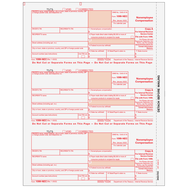 1099-NEC Non Employee Compensation  Federal Copy A