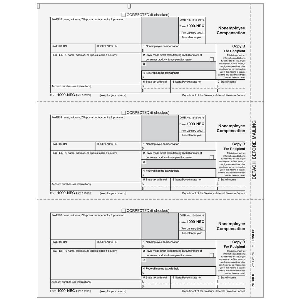 1099-NEC Non Employee Compensation  Copy B  Recipient