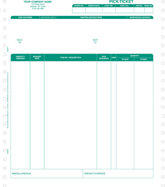 Macola 6 Continuous Pick Ticket Form