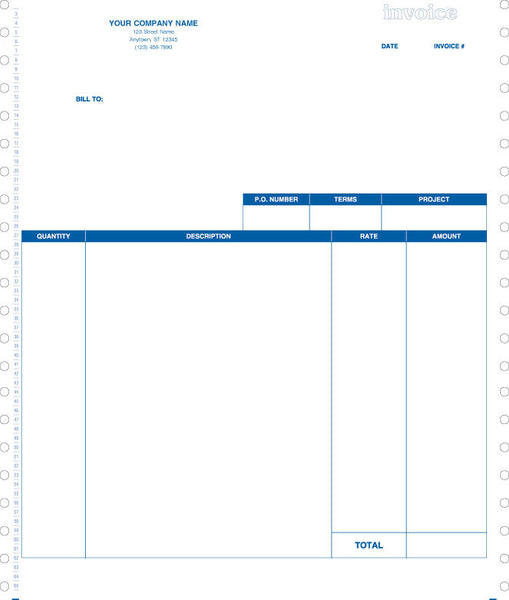 QuickBooks, Quicken, Microsoft Money Continuous Service Invoice Form