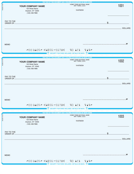 QuickBooks Quicken Microsoft Money Laser 3 per Page Checks with lines