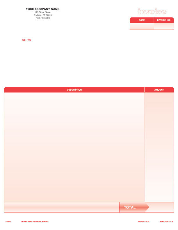 QuickBooks, Quicken,  Microsoft Money Laser Professional Invoice Form