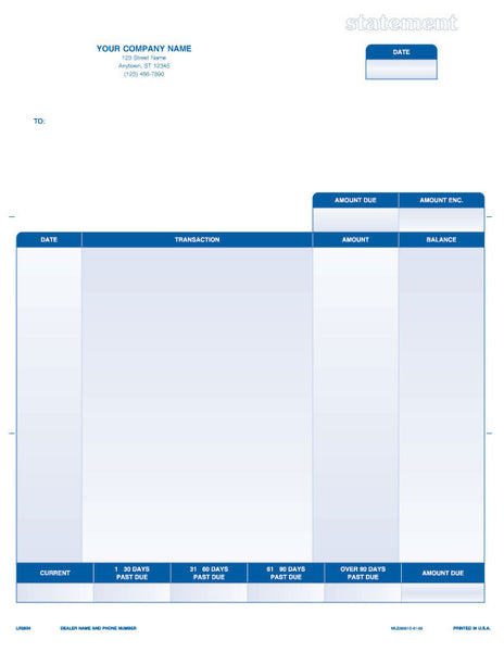 QuickBooks, Quicken, Microsoft Money Laser Statement Form