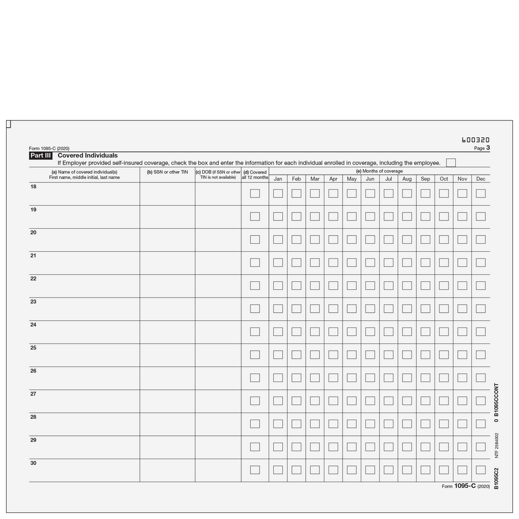 1095-C - Employer Provided Health Insurance Offer and Coverage (Covered Individuals) Page 2
