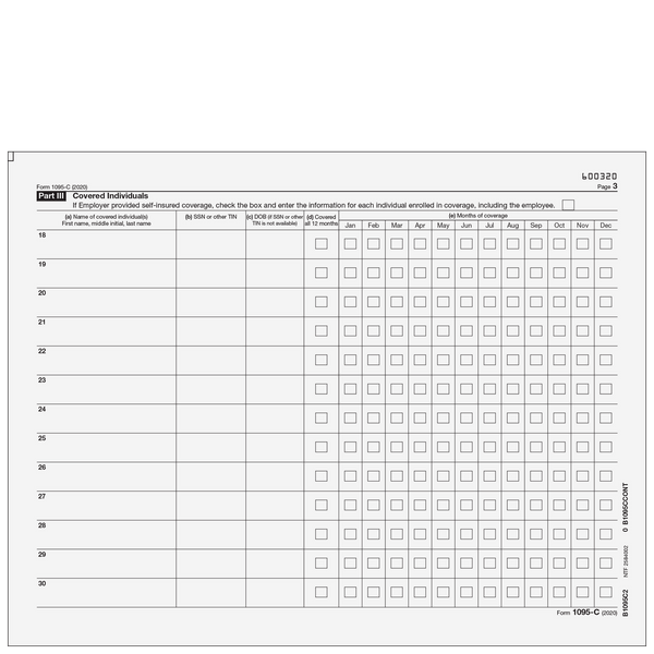 1095-C - Employer Provided Health Insurance Offer and Coverage (Covered Individuals) Page 2